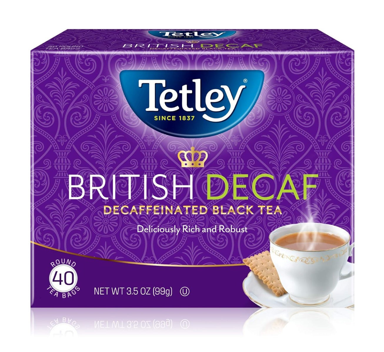 TETLEY: British Blend Decaffeinated Premium Black Tea 40Ct, 7 oz