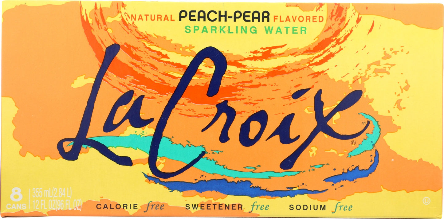 LA CROIX: Peach Pear Sparkling Water 8Pk, 96 fo