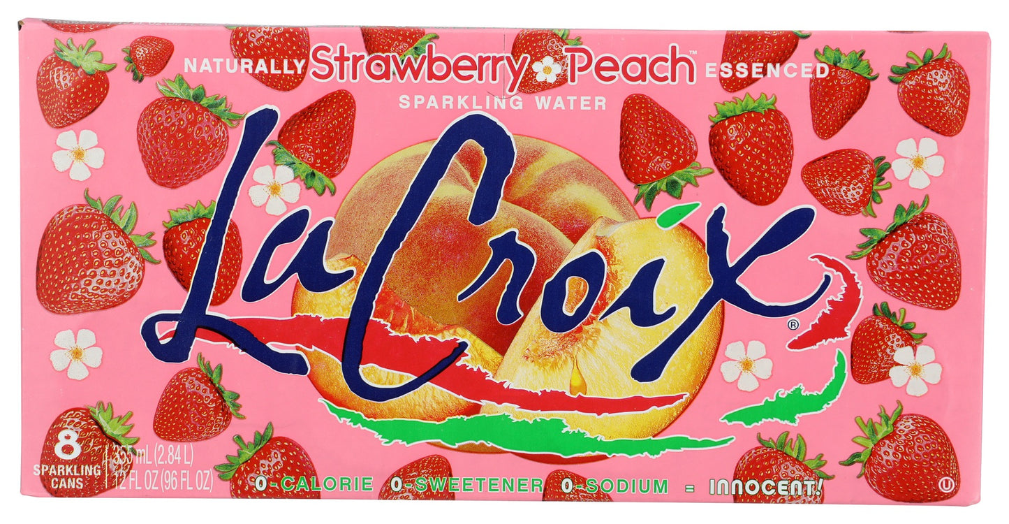 LA CROIX: Strawberry Peach Sparkling Water 8Pk, 96 fo