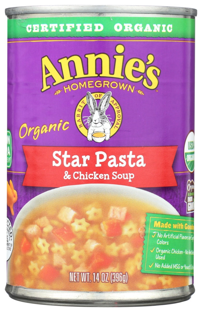 ANNIE'S HOMEGROWN: Organic Star Pasta & Chicken Soup, 14 oz