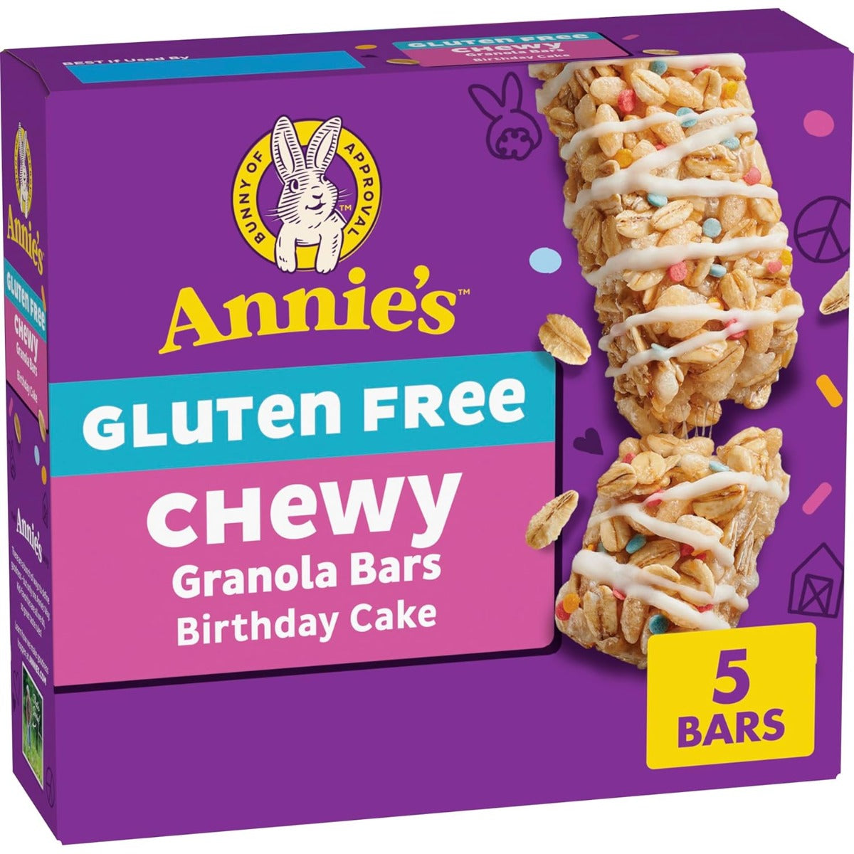 ANNIE'S HOMEGROWN: Gluten Free Birthday Cake Chewy Granola Bars, 4.9 oz
