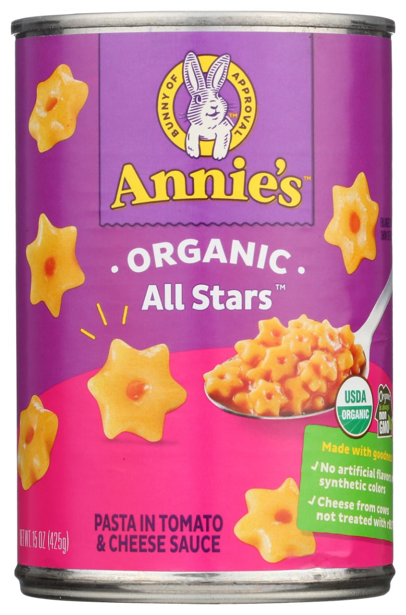 ANNIE'S HOMEGROWN: Organic All Stars Pasta in Tomato and Cheese Sauce, 15 Oz
