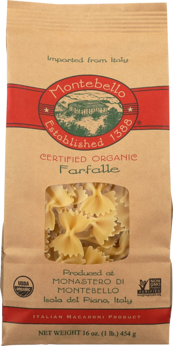 MONTEBELLO: Farfalle Organic Pasta, 16 oz