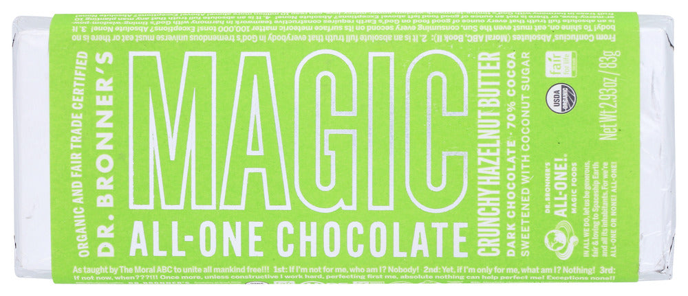 DR BRONNER: Crunchy Hazelnut Butter Chocolate Bar, 2.93 oz