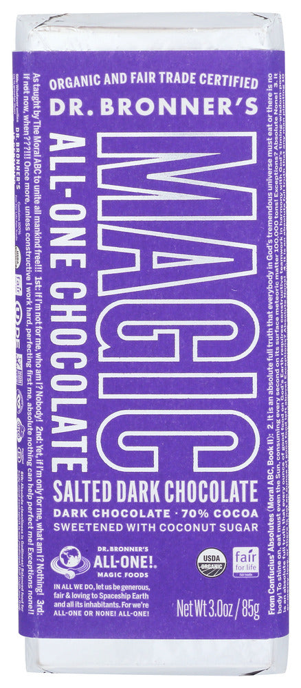 DR BRONNER: Salted Dark Chocolate Bar, 3 oz