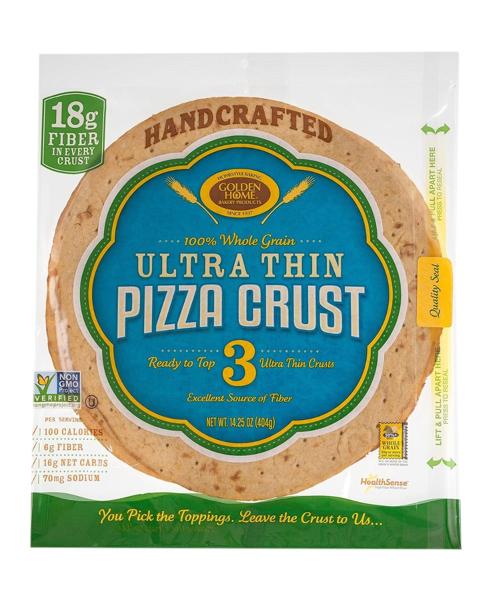 GOLDEN HOME: Whole Grain Ultra Thin Pizza Crust 12In, 14.25