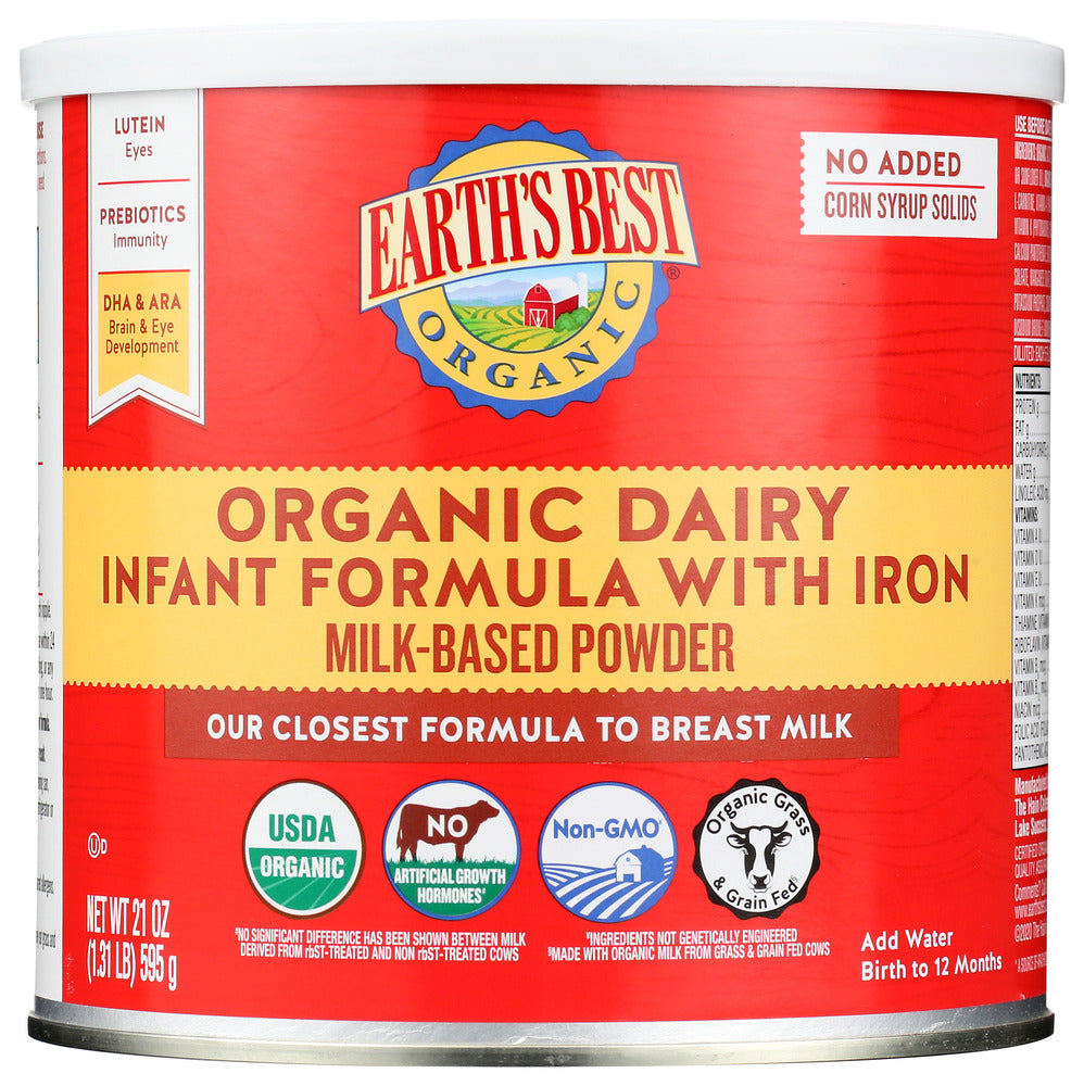 EARTH'S BEST: Organic Infant Formula with Iron, 21 oz