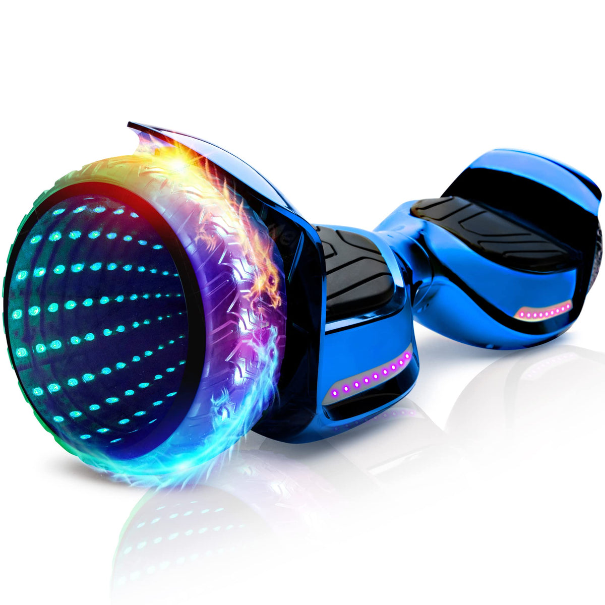 EMAXUSA Hoverboard with 6.5" Full Light Up Wheels Bluetooth Hover Board with Non-slip Footplates UL2272 Safety Certified (Blue)