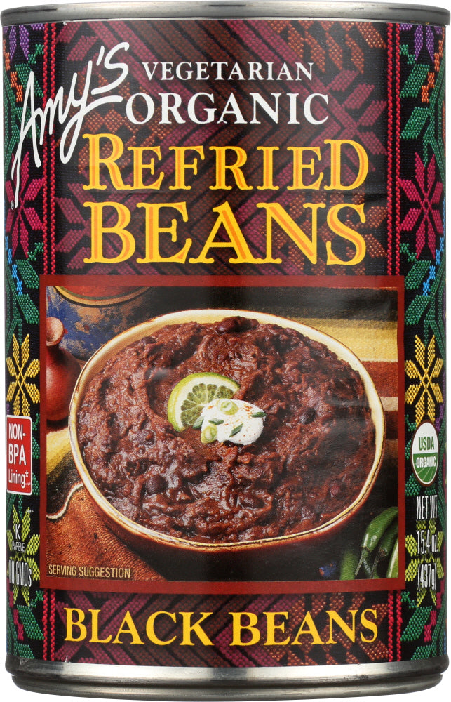 AMYS: Organic Vegetarian Refried Black Beans, 15.4 oz