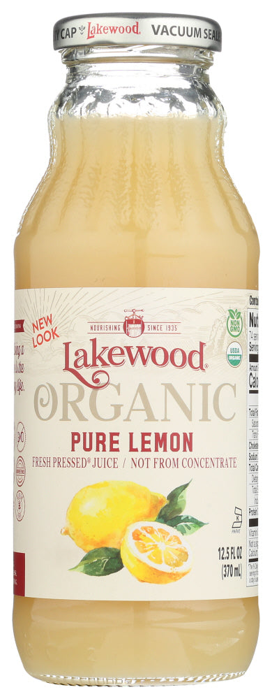 LAKEWOOD: Organic Pure Juice Lemon, 12.5 oz