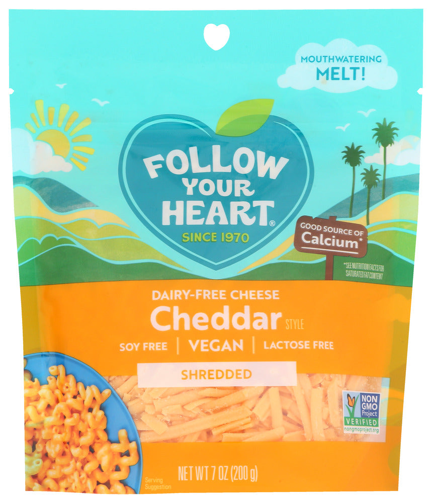 FOLLOW YOUR HEART: Cheddar Shredded, 7 oz