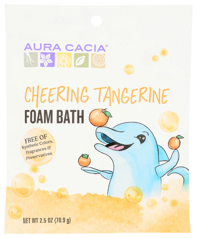 AURA CACIA: Tangerine & Sweet Orange Essential Oils Cheering Foam Bath, 2.5 oz