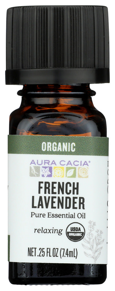 AURA CACIA: Organic French Lavender Pure Essential Oil, 0.25 oz