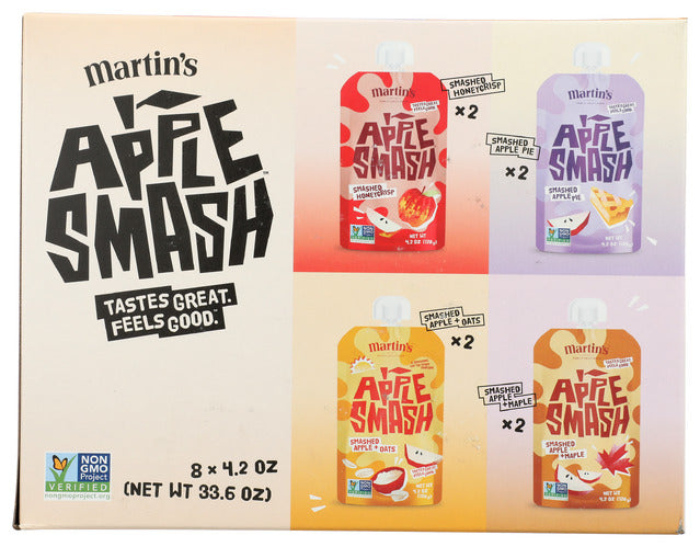 APPLE SMASH: 4 Variety Pack Applesauce 8Pc, 33.6 oz