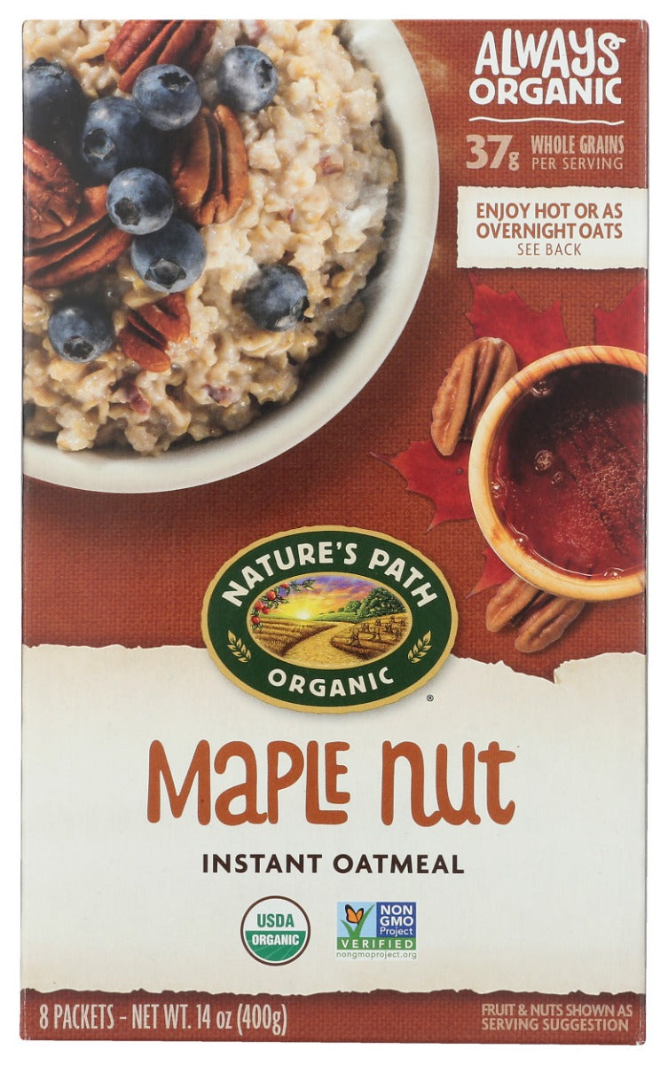 NATURE'S PATH: Organic Instant Hot Oatmeal Maple Nut 8 Packets, 14 oz
