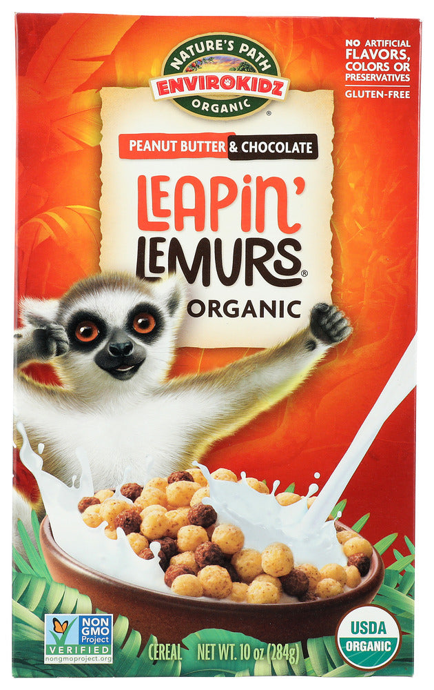 ENVIROKIDZ ORGANIC: Leapin' Lemurs Peanut Butter and Chocolate Cereal, 10 oz