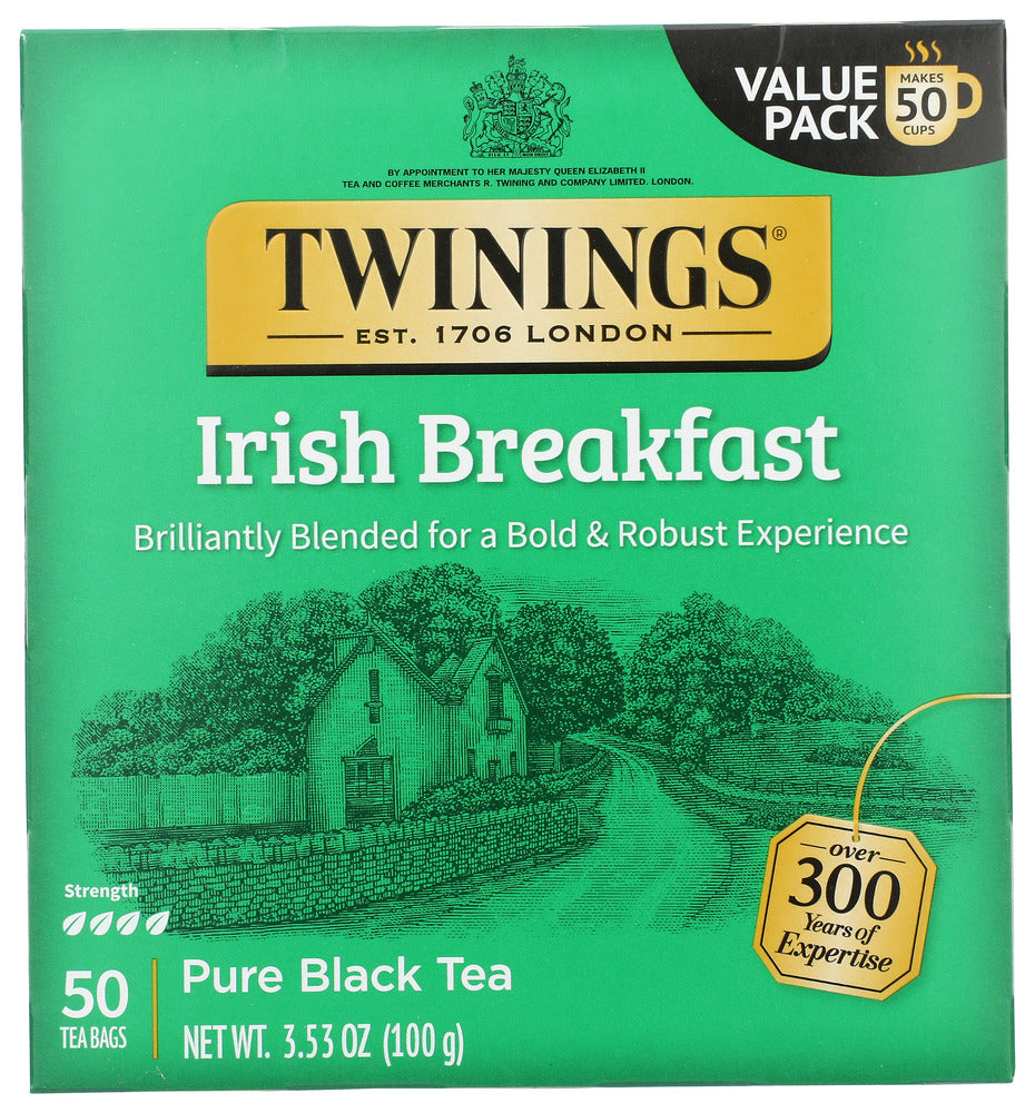 TWININGS: 100% Pure Black Tea Irish Breakfast, 50 Tea Bags