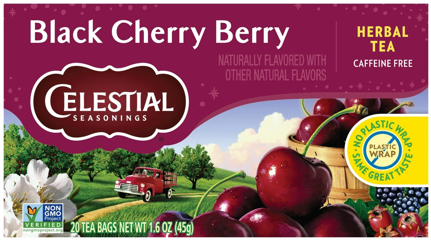 CELESTIAL SEASONINGS: Black Cherry Berry Herbal Tea Caffeine Free, 20 bg