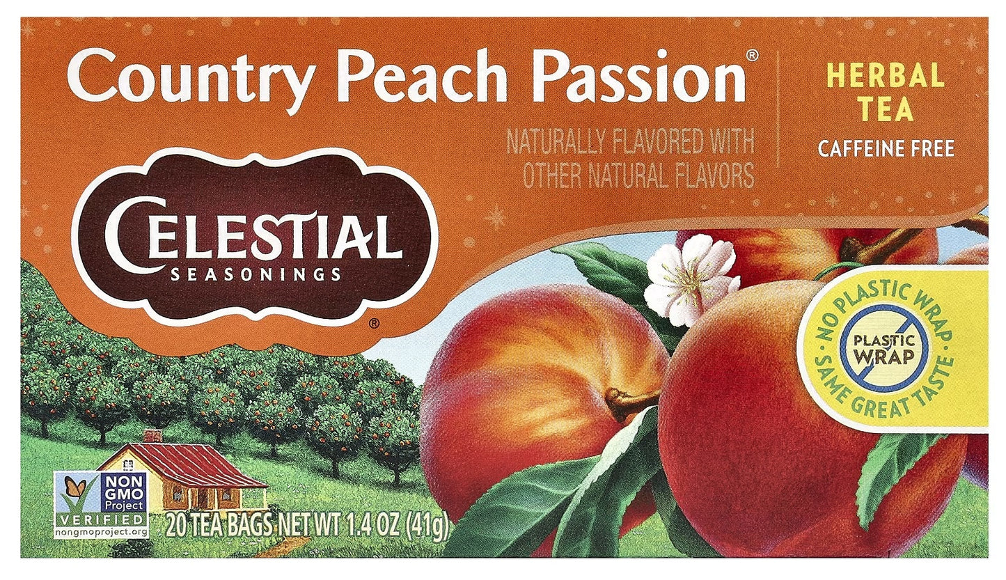 CELESTIAL SEASONINGS: Country Peach Passion Herbal Tea Caffeine Free, 20 bg