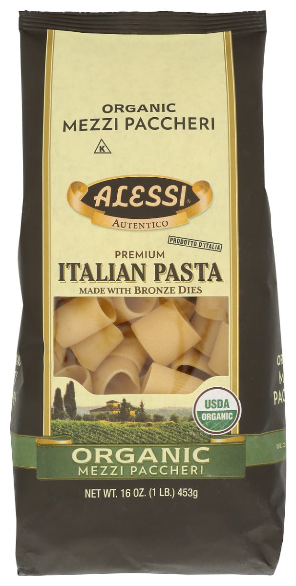 ALESSI: Organic Mezzi Paccheri Italian Pasta, 16 oz