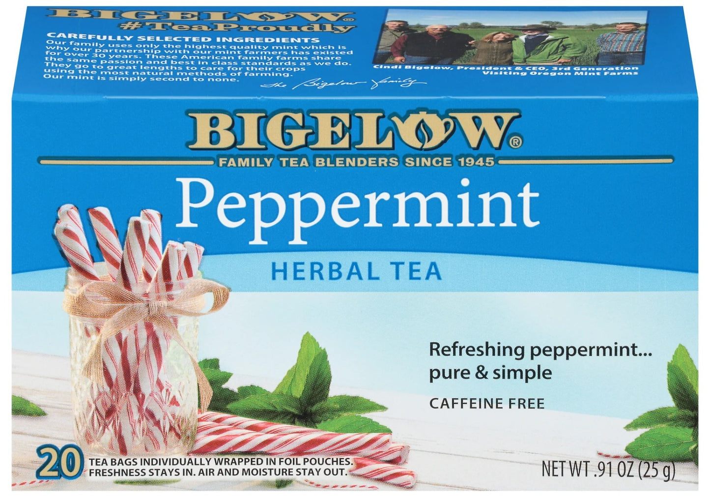 BIGELOW: Peppermint Herbal Tea 20Bg, 0.91 oz