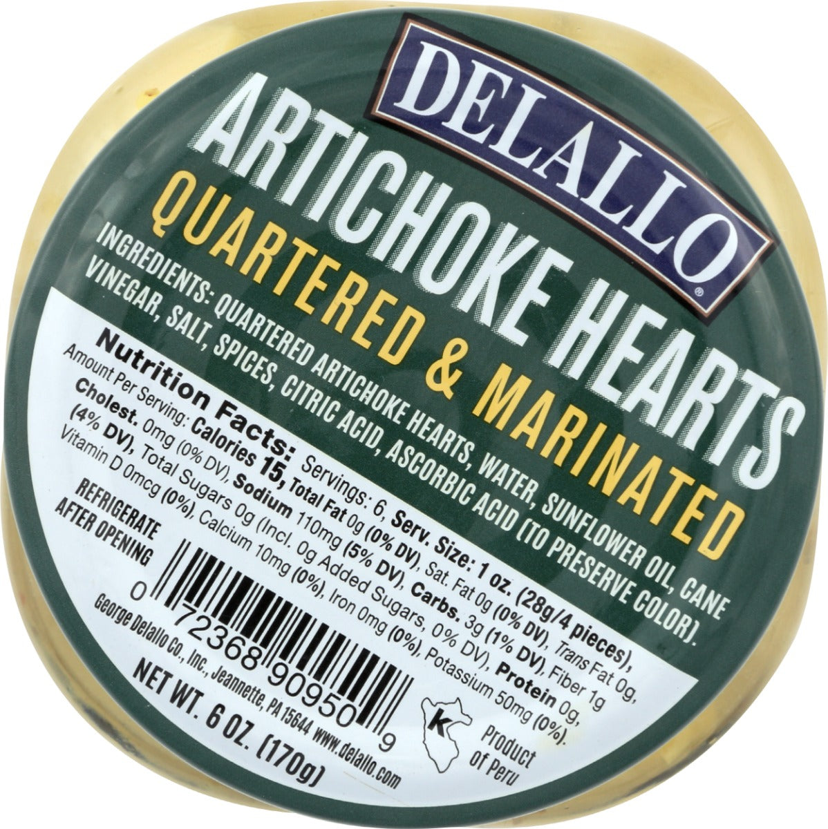 DELALLO: Marinated Artichoke Hearts, 6 oz