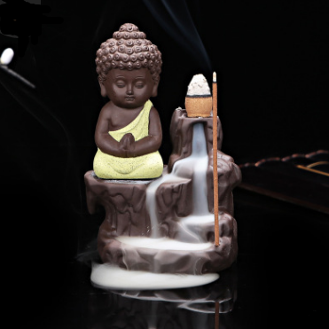 Creative Purple Clay Monk Incense Burner Desktop Decor