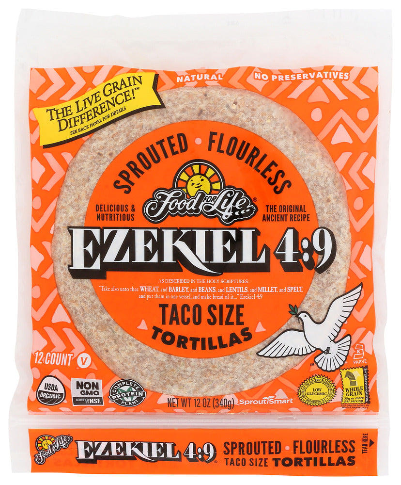 FOOD FOR LIFE: Ezekiel 4:9 Small Sprouted Grain Tortillas New Mexico Style, 12 oz