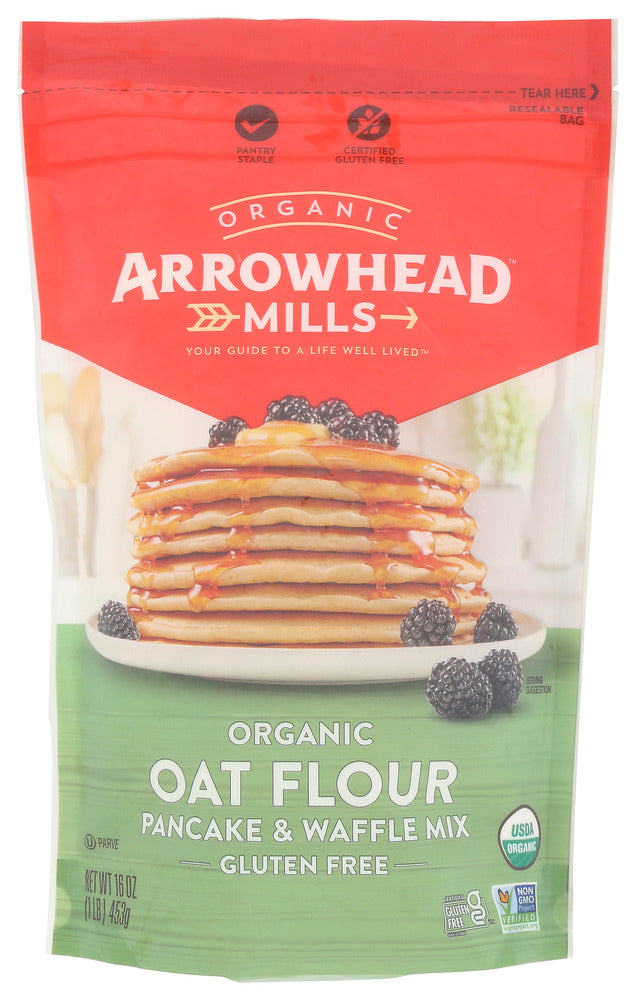 ARROWHEAD MILLS: Organic Oat Flour Pancake Waffle Mix, 16 oz