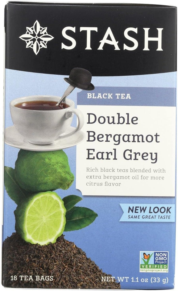 STASH TEA: Black Tea Double Bergamot Earl Grey 18 Tea Bags, 1.1 oz