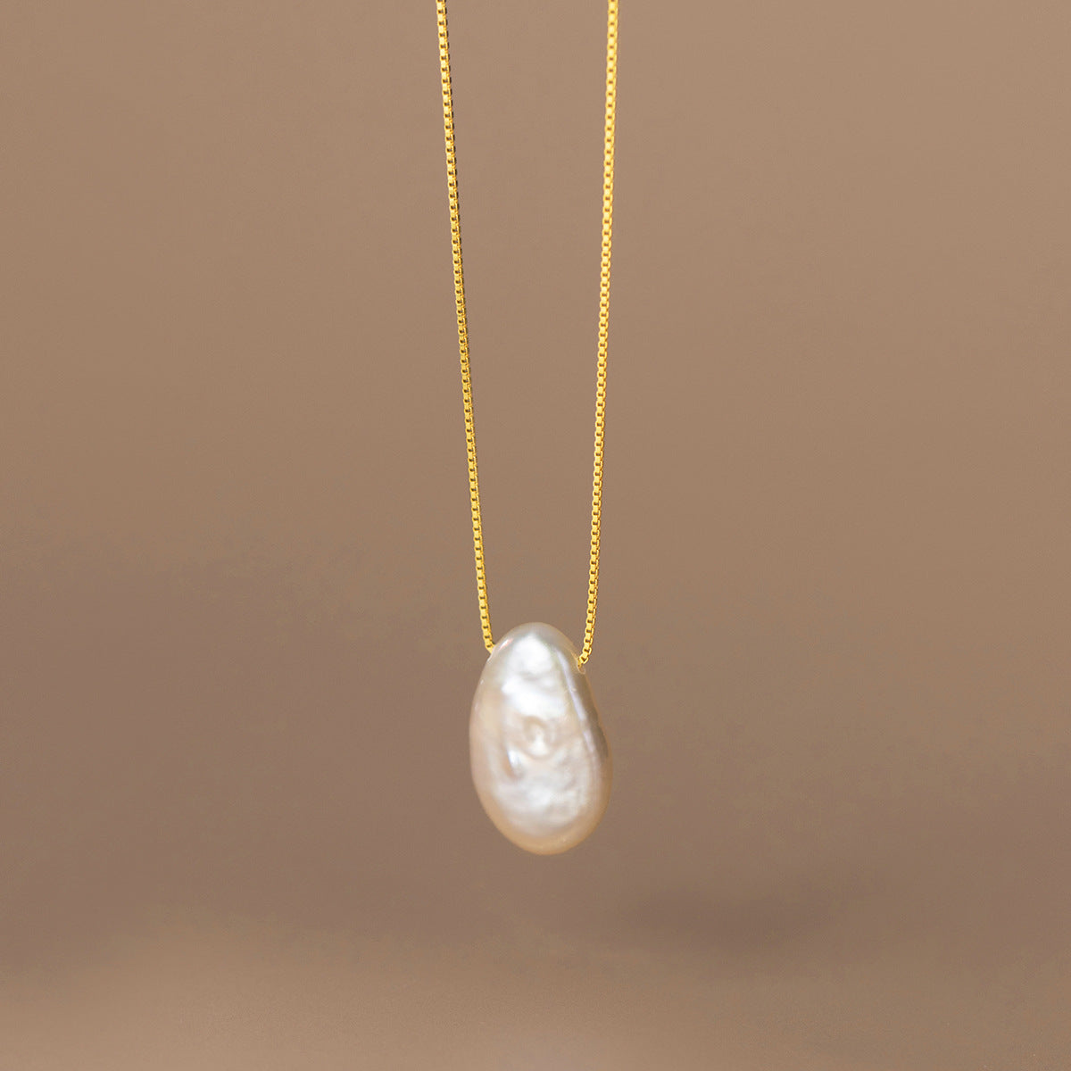 Irregular Flat Pearl Necklace in S925 Silver for Women