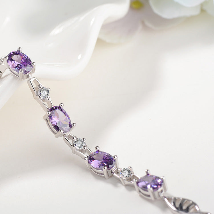 S925 Silver Jewelry with Stylish Amethyst Bracelet