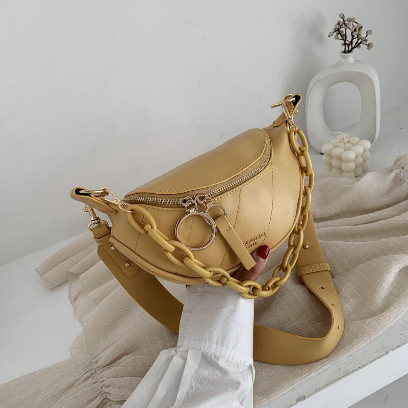 Chic French Women's Shoulder Bag with Wide Strap