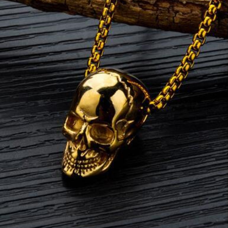 Personalized Stainless Steel Skull Pendant Necklace
