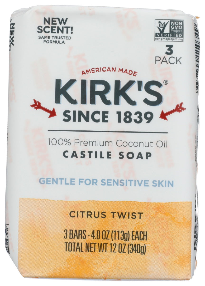 KIRKS: Castile Bar Soap Citrus Twist 3Pk, 12 oz