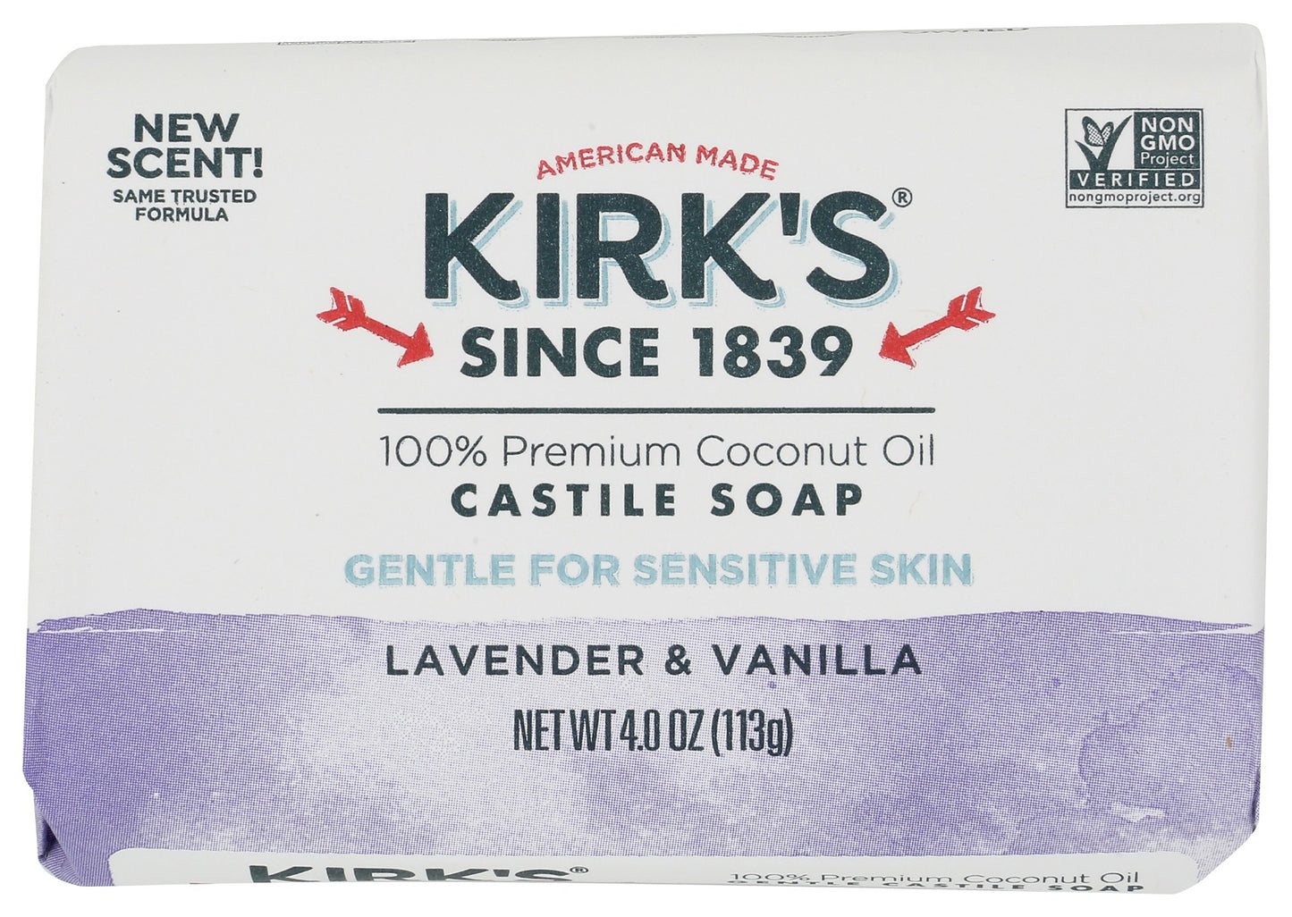 KIRKS: Castile Bar Soap Lavender and Vanilla, 4 oz