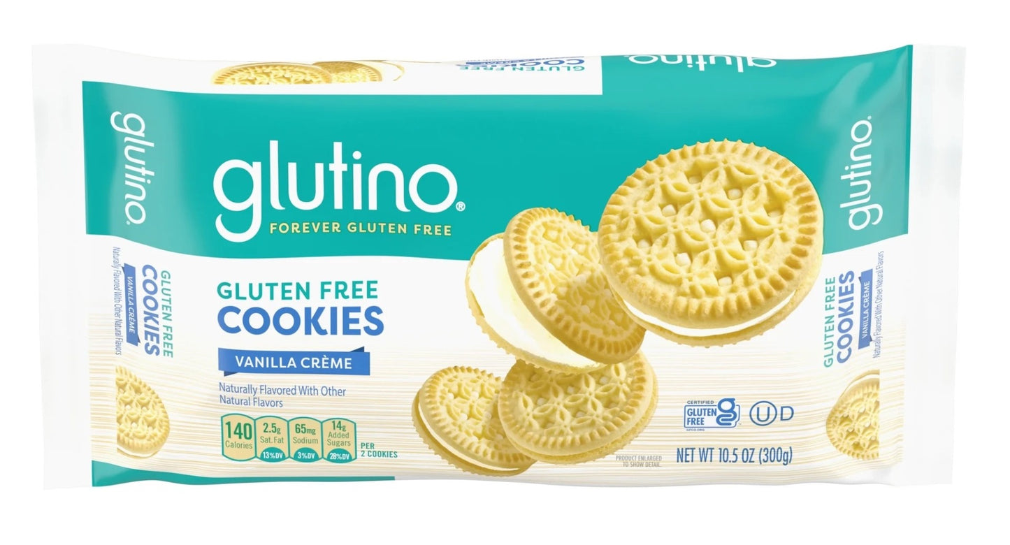 GLUTINO: Gluten Free Cookies Vanilla Creme, 10.5 oz