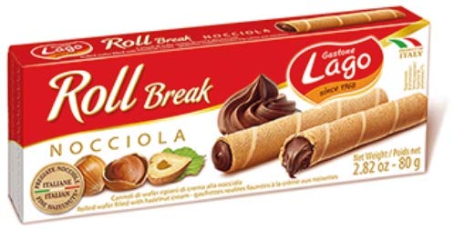 GASTONE LAGO: Hazelnut Cream Rolled Wafers, 2.82 oz
