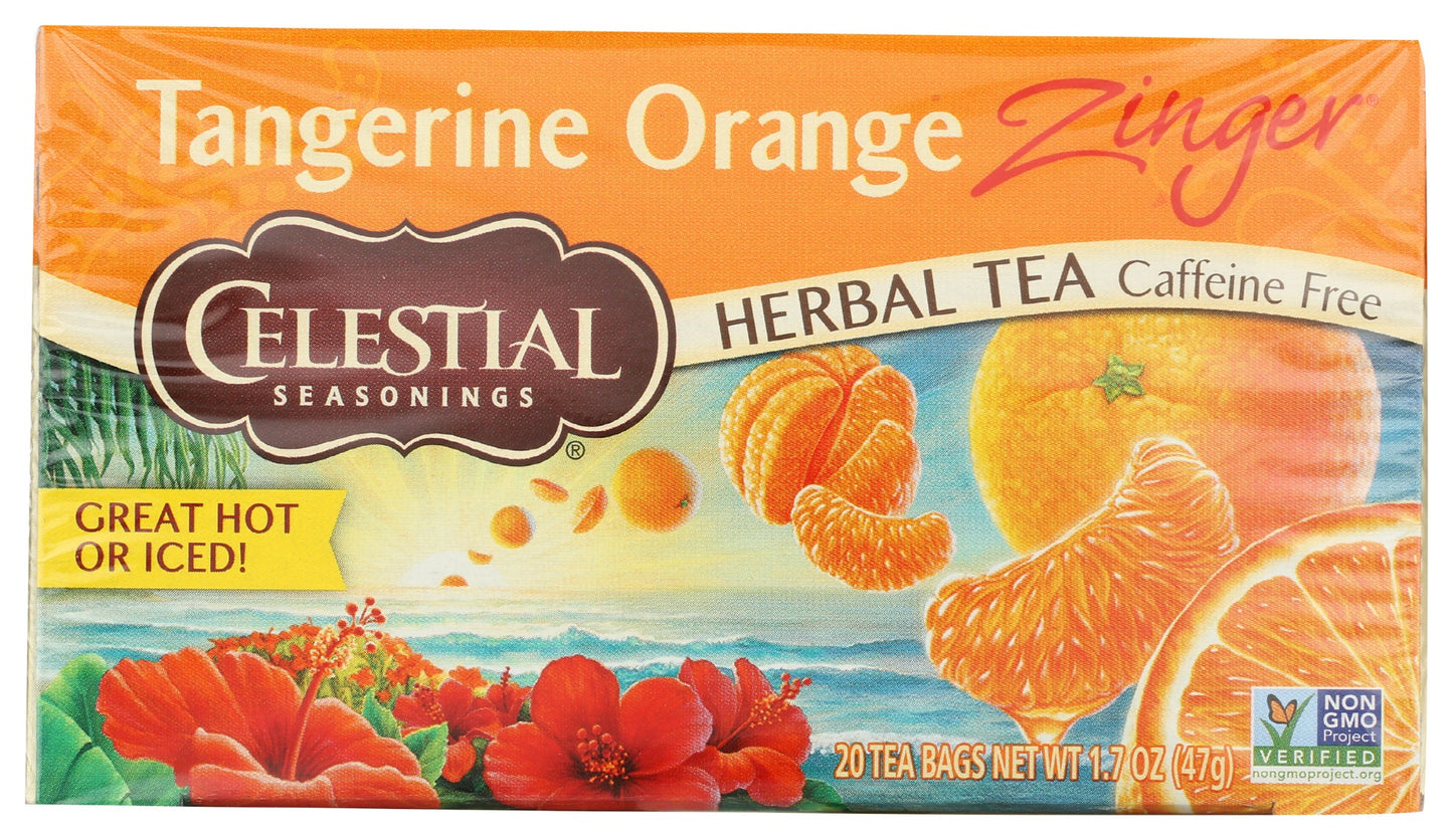 CELESTIAL SEASONINGS: Tangerine Orange Zinger Herbal Tea Caffeine Free 20 Tea Bags, 1.7 oz