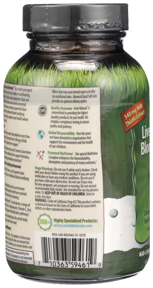 IRWIN NATURALS: Liver Detox Blood Refresh, 60 sg