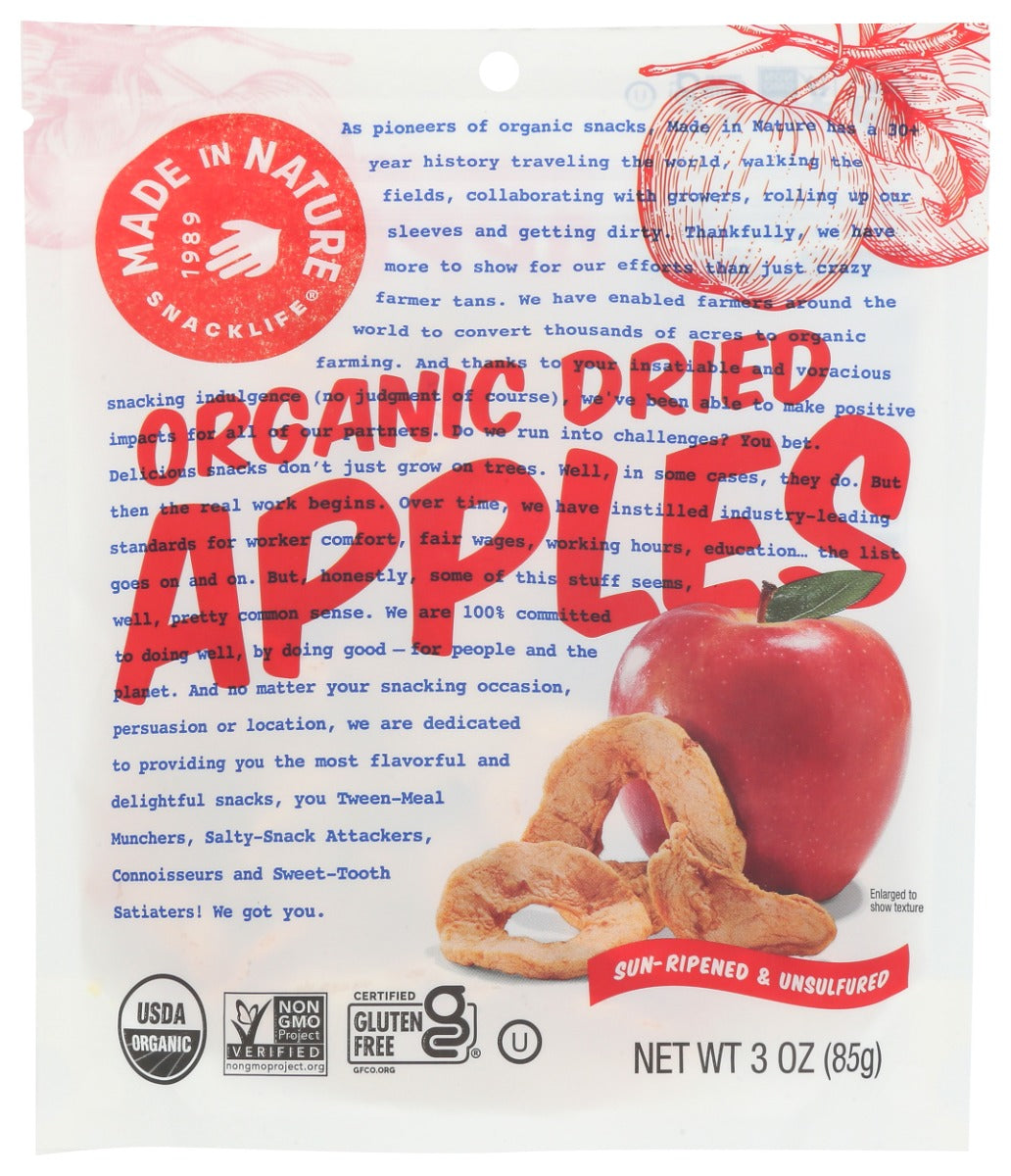 MADE IN NATURE: Organic Dried Apple Rings, 3 oz
