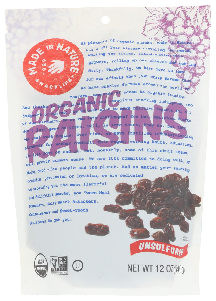 MADE IN NATURE: Raisins, 12 oz