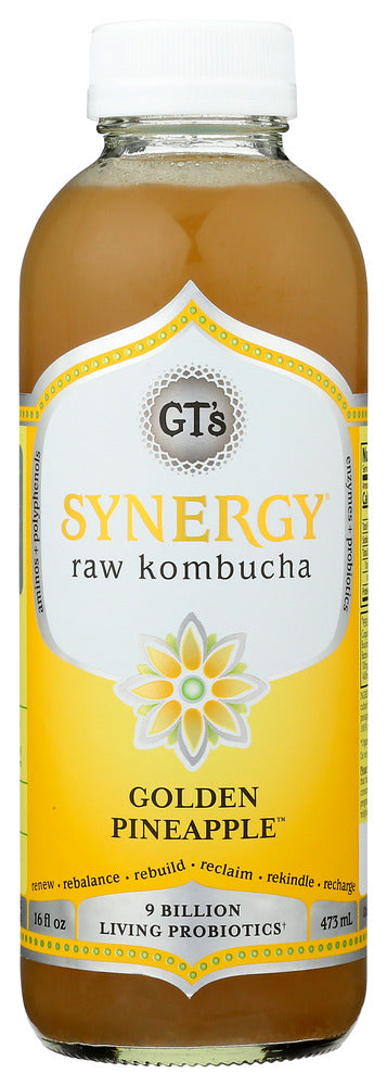 GT ENLIGHTENED KOMBUCHA: Synergy Golden Pineapple Kombucha, 16 fo
