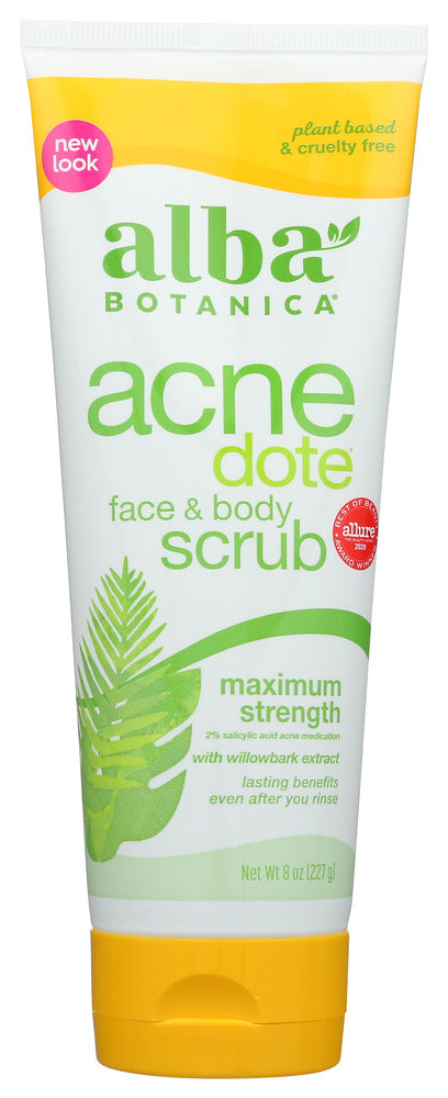 ALBA BOTANICA: Natural Acne Dote Face & Body Scrub Oil-Free, 8 oz