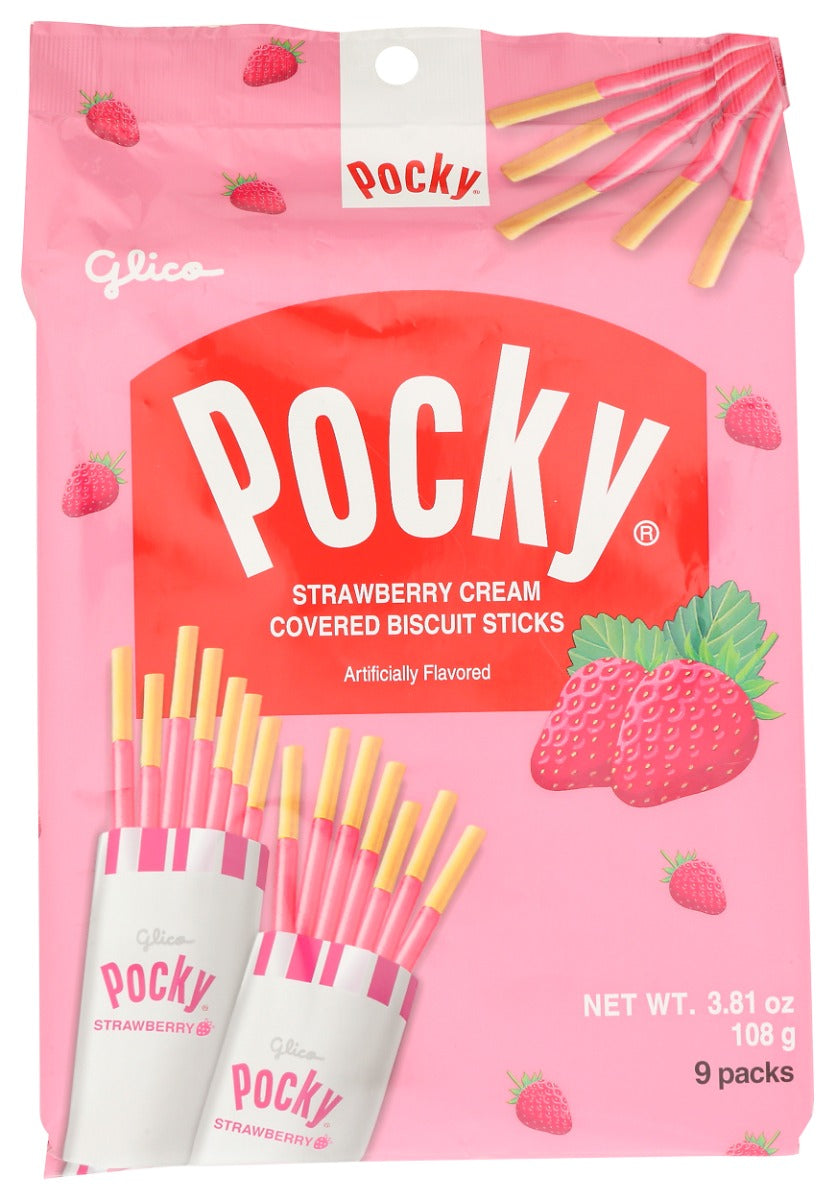 GLICO: Strawberry Cream Covered Biscuit Sticks, 3.81 oz