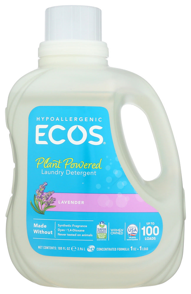 EARTH FRIENDLY: Ecos 2x Ultra Liquid Laundry Detergent Lavender, 100 oz