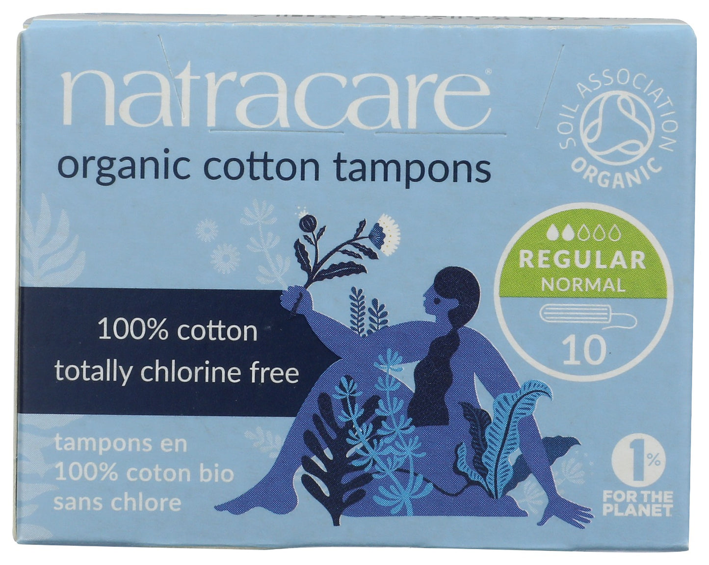 NATRACARE: Regular Non-Applicator Organic Cotton Tampons, 10 pc