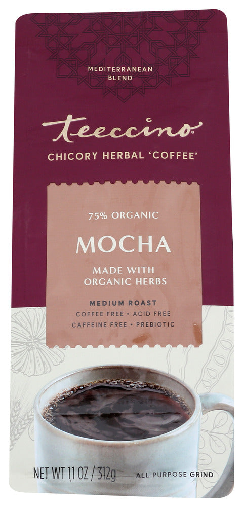 TEECCINO: Herbal Coffee Mediterranean Mocha Medium Roast Caffeine-Free, 11 oz