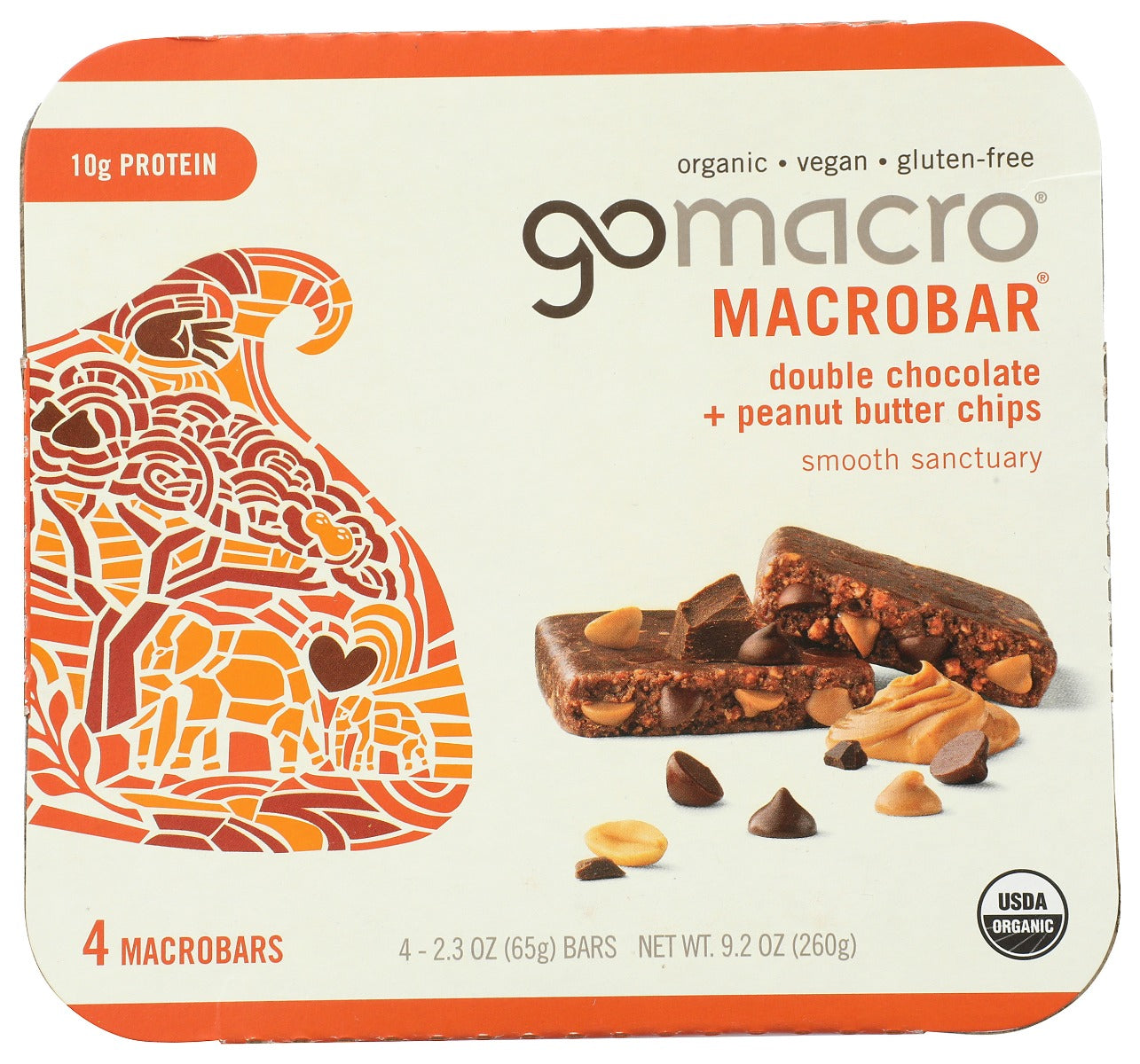 GOMACRO: Bar Double Chocolate Peanut Butter Chip 4Ct, 9.2 oz