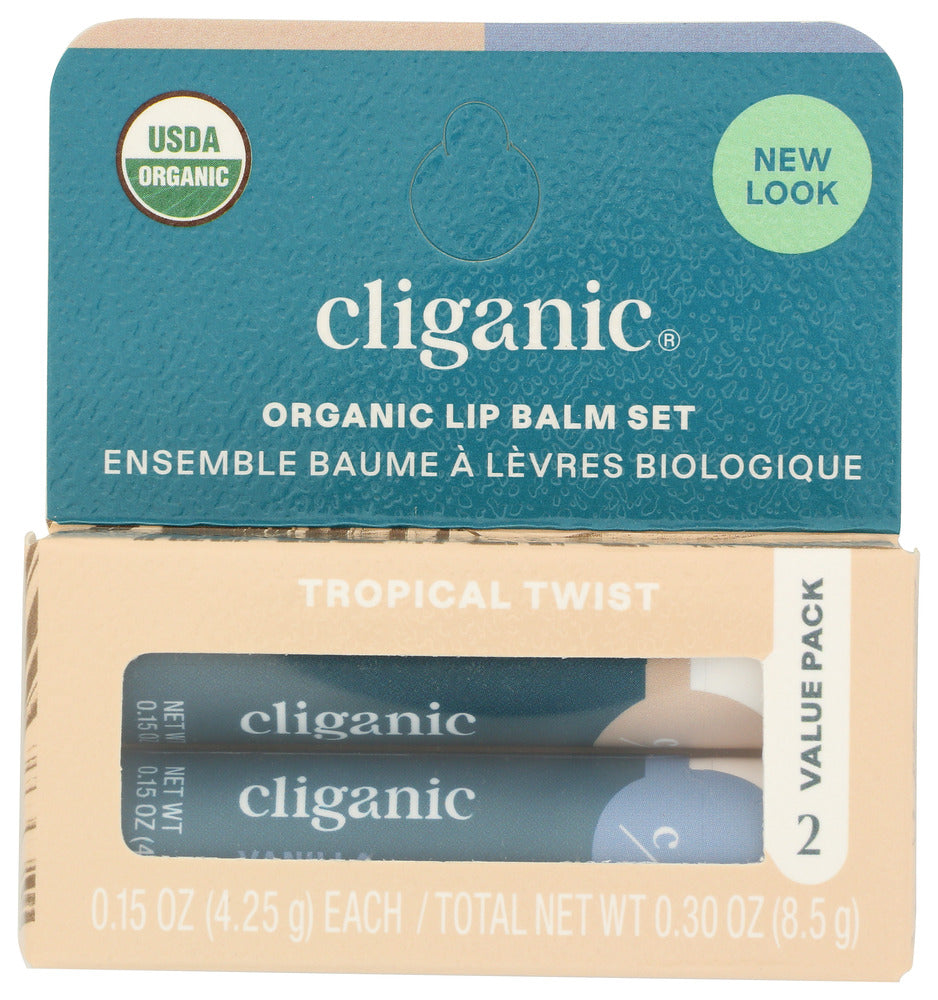 CLIGANIC: Organic Lip Balm Set Tropical Twist, 2 ea